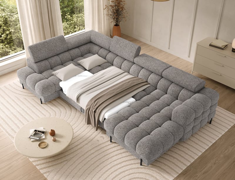 Feraria 6-sits Bubblig Bäddsoffa med Divan och Schäslong förvaring Vänster - Pellerito 20 - Möbler - Soffa - Bäddsoffa