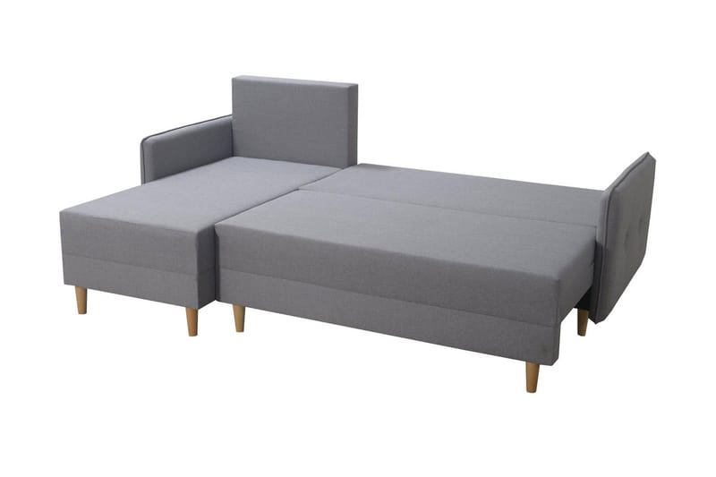 Fernisia 3-sits Vänster Hörnbäddsoffa med Förvaring i Tyg - Grå - Möbler - Soffa - Bäddsoffa