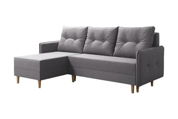 Fernisia 3-sits Vänster Hörnbäddsoffa med Förvaring i Tyg - Grå - Möbler - Soffa - Bäddsoffa