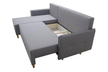 Fernisia 3-sits Vänster Hörnbäddsoffa med Förvaring i Tyg - Grå - Möbler - Soffa - Bäddsoffa