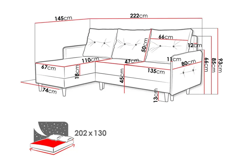 Fernisia Hörnbäddsoffa - Grå - Möbler - Soffa - Bäddsoffa