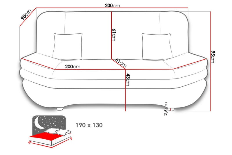 Figurelle 2-sits Rektangulär Bäddsoffa i Bouclé - Gräddvit - Möbler - Soffa - Bäddsoffa