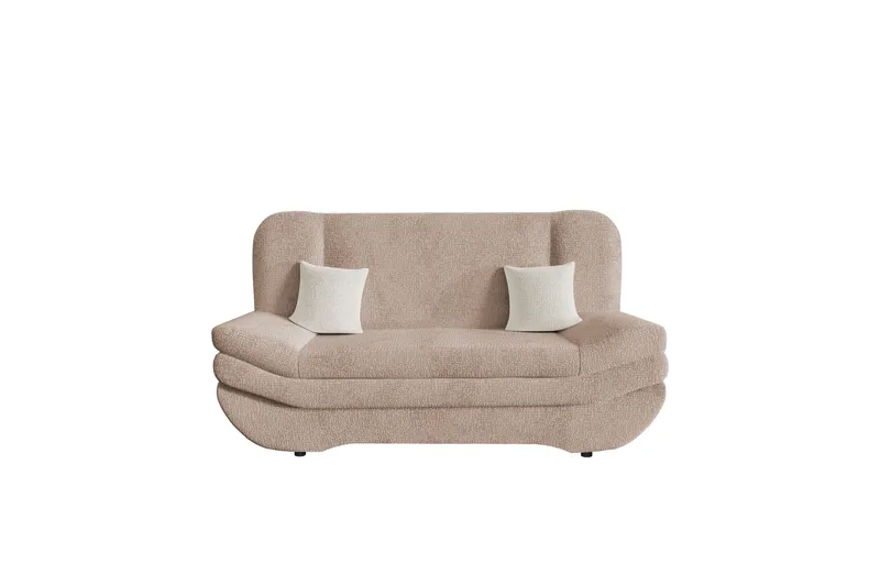 Figurelle 2-sits Rektangulär Bäddsoffa i Plysch, Rosa|Beige