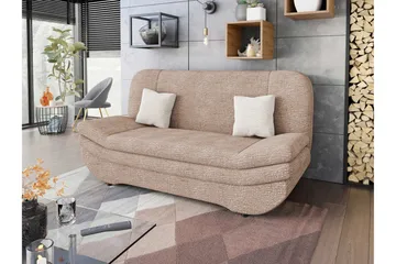 Figurelle 2-sits Rektangulär Bäddsoffa i Plysch - Rosa|Beige - Möbler - Soffa - Bäddsoffa