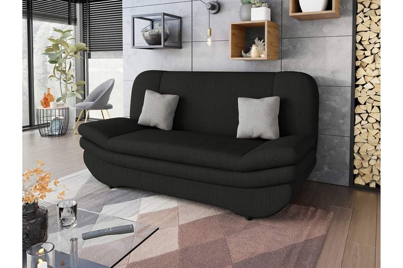 Figurelle 2-sits Rektangulär Bäddsoffa med Förvaring i Tyg - Svart|Grå - Möbler - Soffa - Bäddsoffa