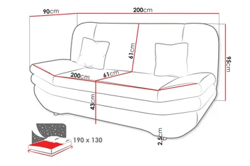 Figurelle Bäddsoffa 3-sits - Rosa - Möbler - Soffa - Bäddsoffa