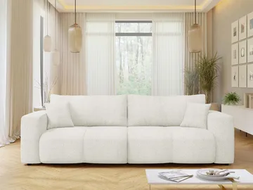 Flo 3-sits Kubisk Bäddsoffa med Förvaring i Bouclé - Vit - Möbler - Soffa - Bäddsoffa