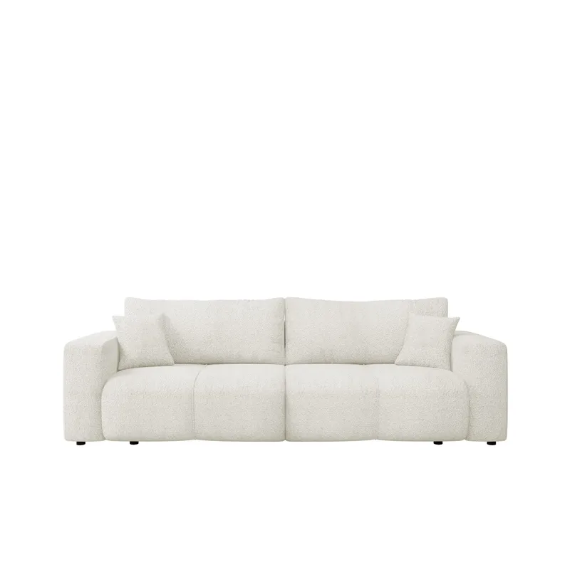 Flo 3-sits Kubisk Bäddsoffa med Förvaring i Boucl é, Vit