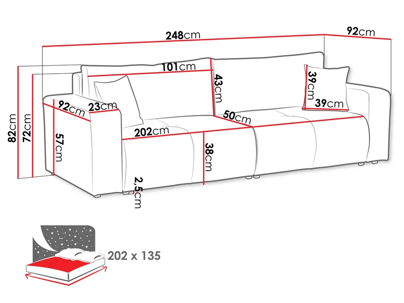 Flo Bäddsoffa 3-sits - Vit - Möbler - Soffa - Bäddsoffa