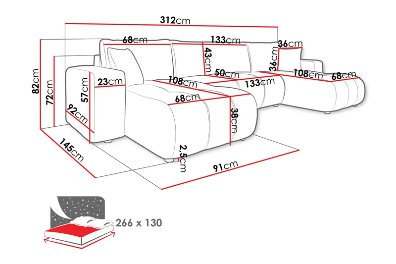 Flo Bäddsoffa Dubbeldivan 4-sits i Plysch - Vit - Möbler - Soffa - Bäddsoffa