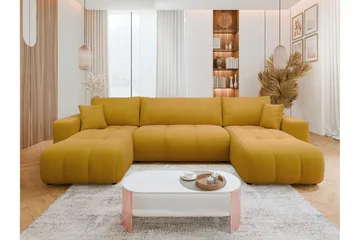 Flo Bäddsoffa Dubbeldivan 4-sits i Plysch - Gul - Möbler - Soffa - Bäddsoffa