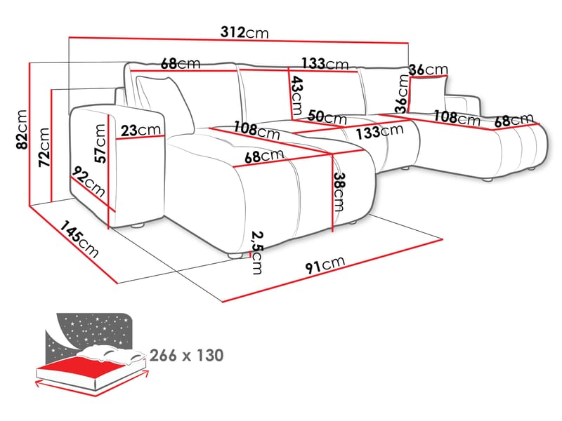 Flo Bäddsoffa Dubbeldivan 4-sits - Vit - Möbler - Soffa - Bäddsoffa
