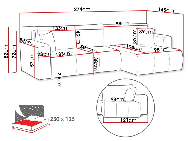 Flo Bäddsoffa med Divan 3-sits - Brun - Möbler - Soffa - Bäddsoffa