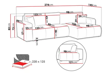 Flo Bäddsoffa med Divan 3-sits i Plysch - Gul - Möbler - Soffa - Bäddsoffa