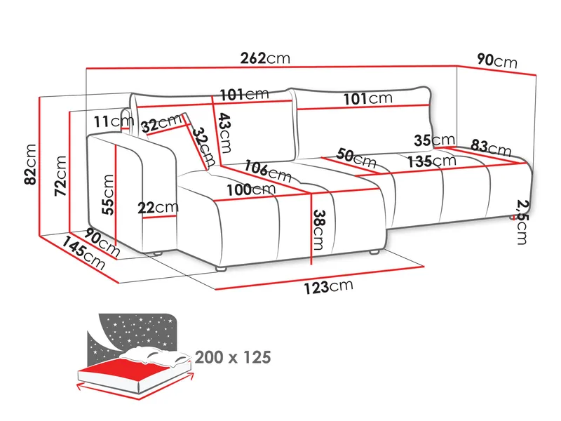 Flo Bäddsoffa med Divan 4-sits - Vit - Möbler - Soffa - Bäddsoffa