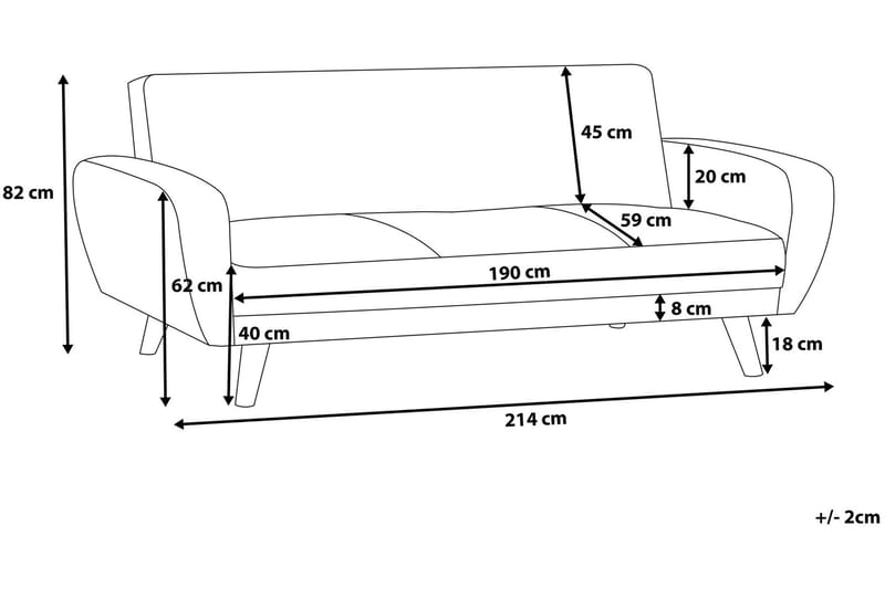 Florli 3-sits Fällbar Rektangulär Längsbäddad Bäddsoffa 104x190 cm i Tyg - Grå - Möbler - Soffa - Bäddsoffa