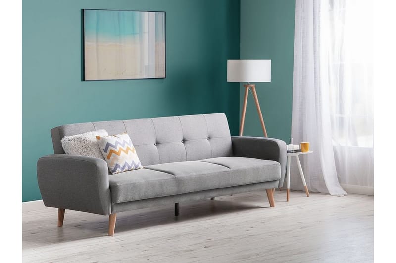 Florli 3-sits Fällbar Rektangulär Längsbäddad Bäddsoffa 104x190 cm i Tyg - Grå - Möbler - Soffa - Bäddsoffa
