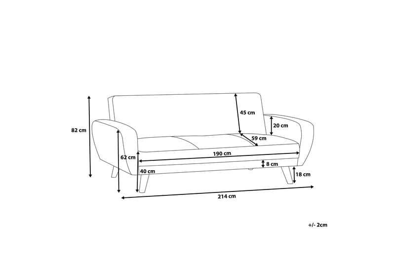 Florli Bäddsoffa 214 cm - Svart - Möbler - Soffa - Bäddsoffa