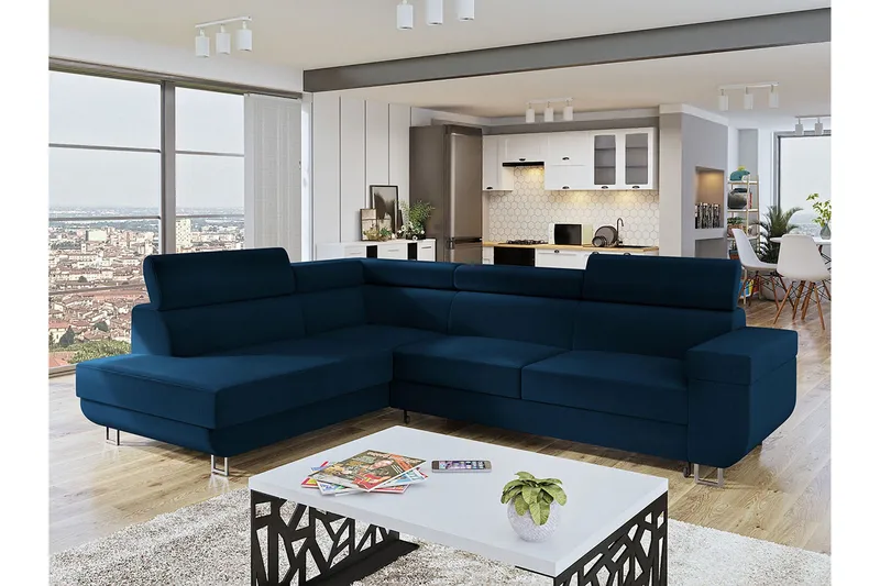 Fonti 3-sits Bäddsoffa Höger - Blå - Möbler - Soffa - Bäddsoffa