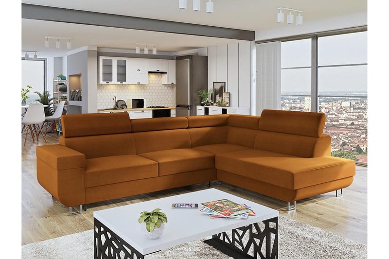 Fonti 3-sits Bäddsoffa Höger - Orange - Möbler - Soffa - Bäddsoffa