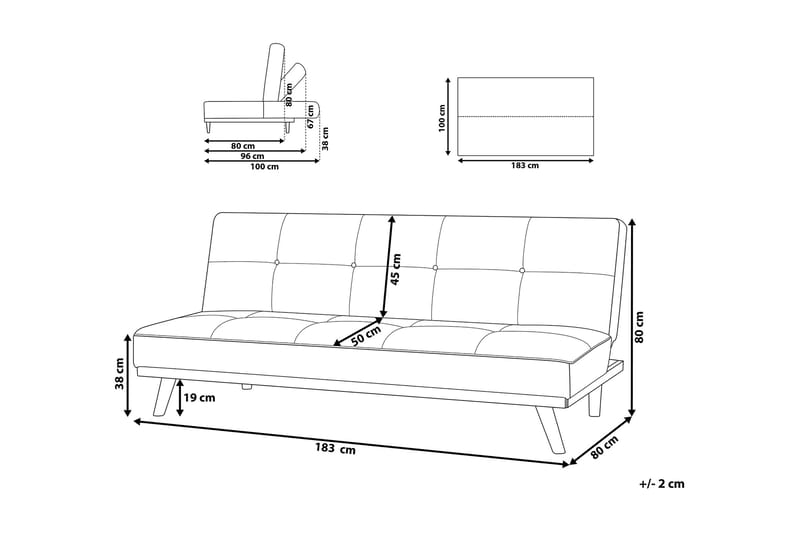 Froya Bäddsoffa 183 cm - Grå - Bäddsoffa