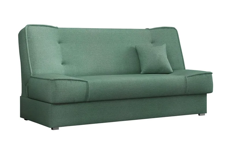 Gabi 4-sits Längsbäddad Bäddsoffa 175x80x80 cm med Förvaring i Tyg, Grön