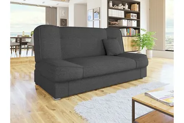 Gabi 4-sits Längsbäddad Bäddsoffa 175x80x80 cm med Förvaring i Tyg - Svart - Möbler - Soffa - Bäddsoffa
