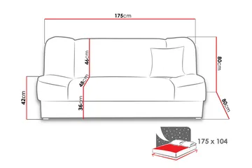 Gabi Soffa 175x80x80 cm - Gul - Möbler - Soffa - Bäddsoffa