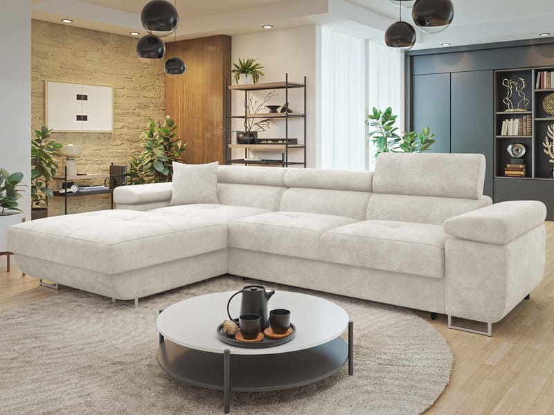 Gabina 3-sits Bäddsoffa med divan - beige - Möbler - Soffa - Bäddsoffa