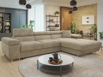 Gabina 3-sits Bäddsoffa med divan - beige - Möbler - Soffa - Bäddsoffa