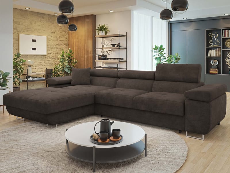 Gabina 3-sits Bäddsoffa med divan - brun - Möbler - Soffa - Bäddsoffa