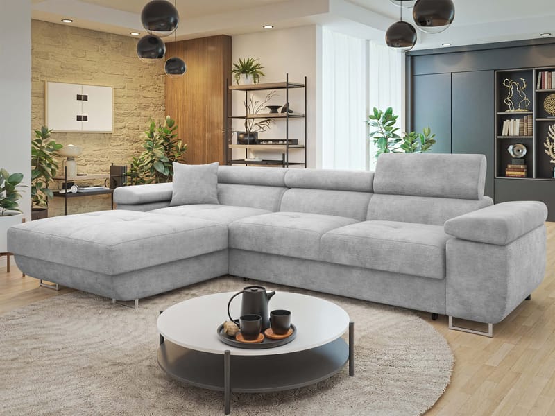 Gabina 3-sits Bäddsoffa med divan - grå - Möbler - Soffa - Bäddsoffa