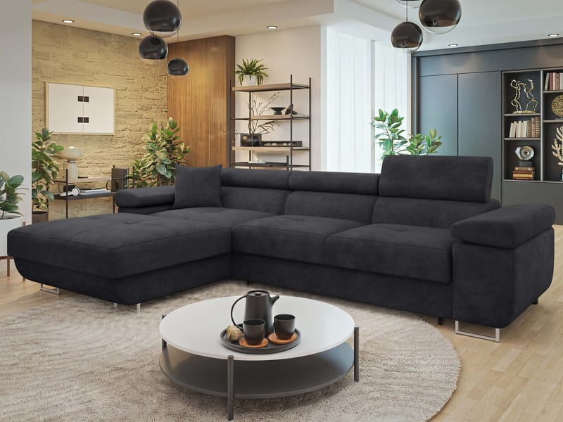 Gabina 3-sits Bäddsoffa med divan - svart - Möbler - Soffa - Bäddsoffa