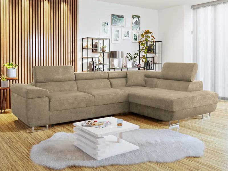 Gabina 4-sits Bäddsoffa med schäslong - beige - Möbler - Soffa - Bäddsoffa
