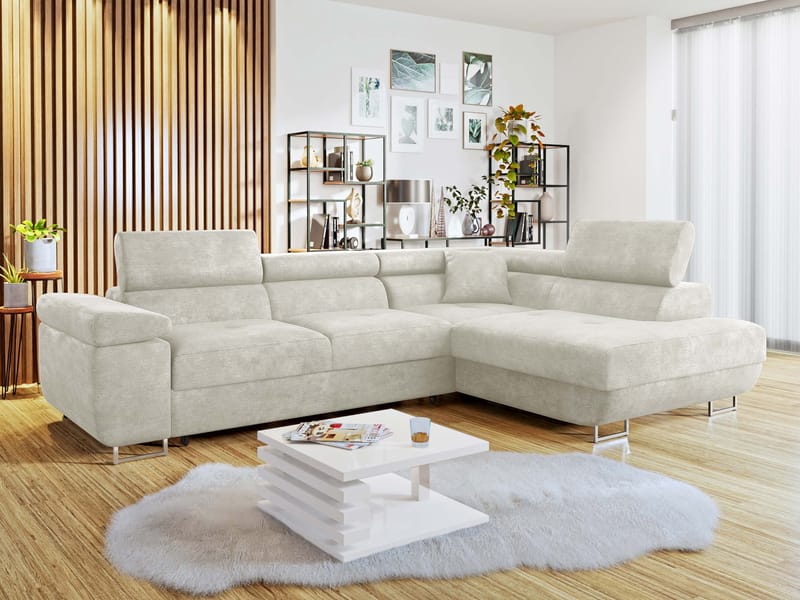 Gabina 4-sits Bäddsoffa med schäslong - beige - Möbler - Soffa - Bäddsoffa