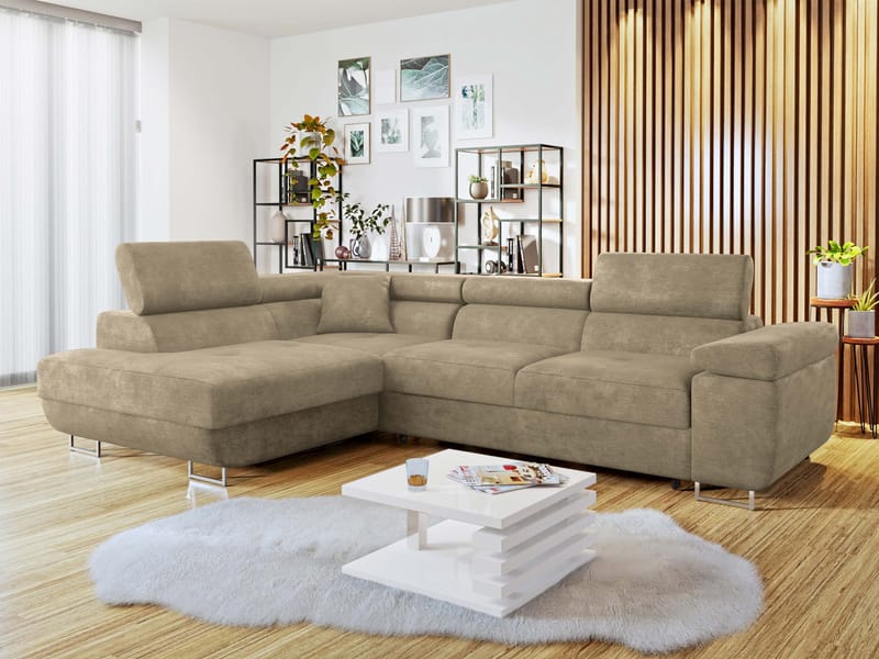 Gabina 4-sits Bäddsoffa med schäslong - beige - Möbler - Soffa - Bäddsoffa