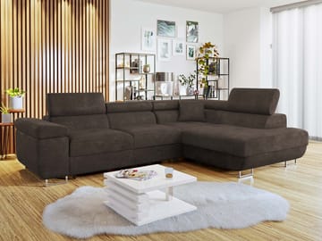 Gabina 4-sits Bäddsoffa med schäslong - brun - Möbler - Soffa - Bäddsoffa