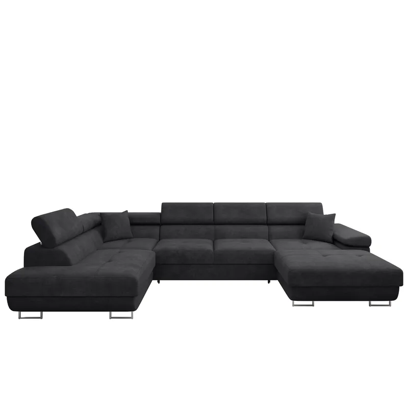 Gabina 5-sits U-formad bäddsoffa med divan och schäslong - svart - Möbler - Soffa - Bäddsoffa