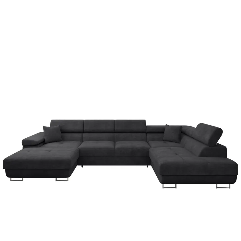 Gabina 5-sits U-formad bäddsoffa med divan och schäslong, svart