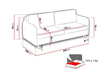 Gaja 2-sits Bäddsoffa Rundade Armstöd i Tyg - Beige - Möbler - Soffa - Bäddsoffa