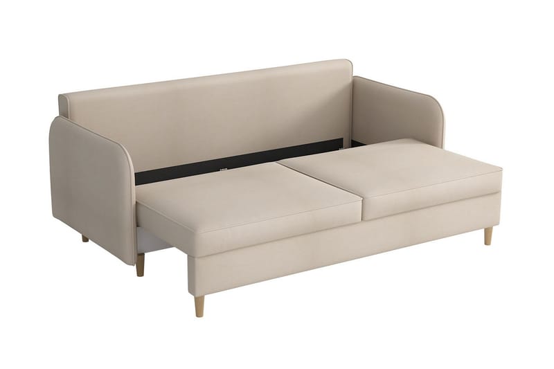 Gaja 2-sits Bäddsoffa Rundade Armstöd i Tyg - Beige - Möbler - Soffa - Bäddsoffa