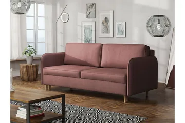 Gaja 2-sits Bäddsoffa Rundade Armstöd i Tyg - Rosa - Möbler - Soffa - Bäddsoffa