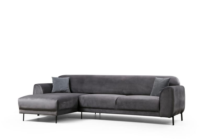 Gajanejos 3-sits Vänster L-formad Bäddsoffa med Divan i Sammet - Antracit - Möbler - Soffa - Bäddsoffa