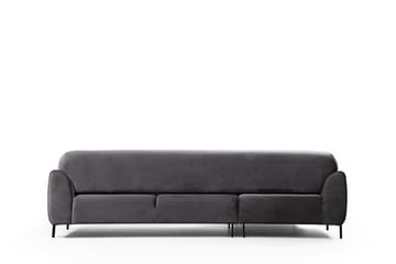 Gajanejos 3-sits Vänster L-formad Bäddsoffa med Divan i Sammet - Antracit - Möbler - Soffa - Bäddsoffa