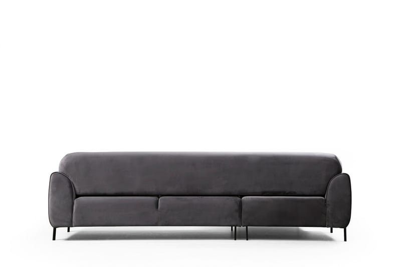 Gajanejos 3-sits Vänster L-formad Bäddsoffa med Divan i Sammet - Antracit - Möbler - Soffa - Bäddsoffa