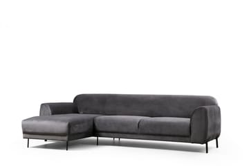 Gajanejos 3-sits Vänster L-formad Bäddsoffa med Divan i Sammet - Antracit - Möbler - Soffa - Bäddsoffa
