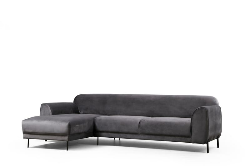 Gajanejos 3-sits Vänster L-formad Bäddsoffa med Divan i Sammet - Antracit - Möbler - Soffa - Bäddsoffa