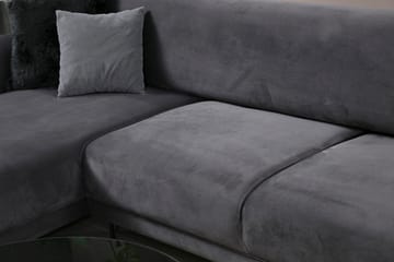 Gajanejos 3-sits Vänster L-formad Bäddsoffa med Divan i Sammet - Antracit - Möbler - Soffa - Bäddsoffa