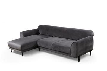 Gajanejos 3-sits Vänster L-formad Bäddsoffa med Divan i Sammet - Antracit - Möbler - Soffa - Bäddsoffa