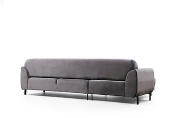Gajanejos 3-sits Vänster L-formad Bäddsoffa med Divan i Sammet - Antracit - Möbler - Soffa - Bäddsoffa